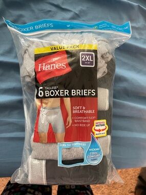 Hanes Men's Boxer Briefs Pack - Gray and Black (2XL)